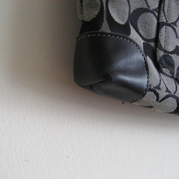 Authentic COACH Monogram Signature Shoulder Bag #6092, Black Gray - Picture 6 of 14